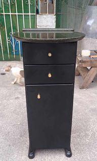 Telephone Rack, Nightstand, Bedside Table, Marble Like Finished and Ducco Finished