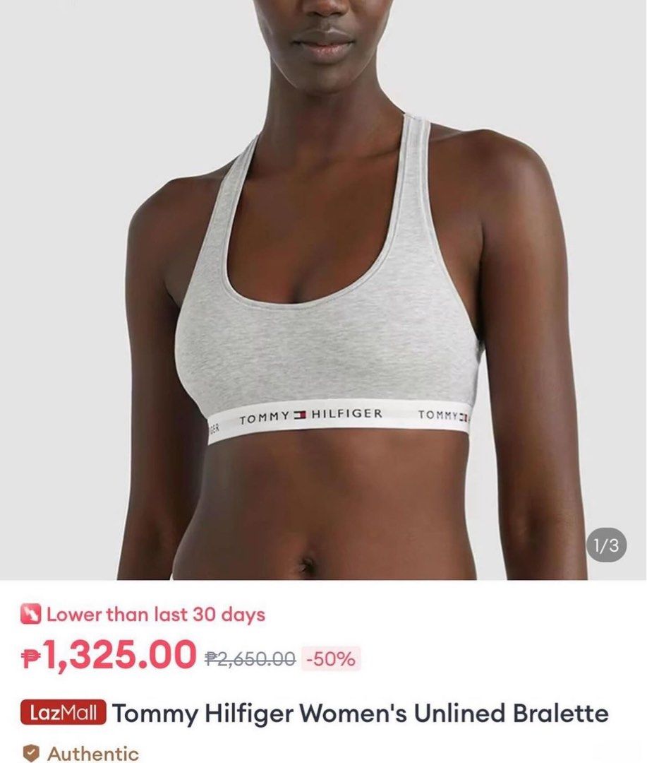 Tommy Hilfiger cotton sports bra in grey Women s Fashion Activewear on Carousell