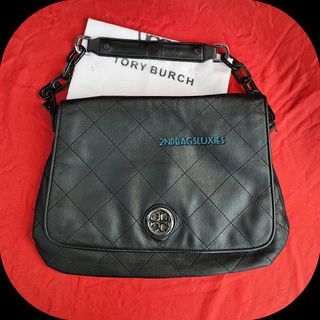 🛑Tory Burch Black Diamond Stitched Medium Chain Flap Shoulder Bag