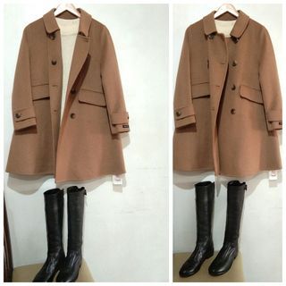TSUMORI CHISATO Leather Knee high Boots & Camel - Caramel Brown Wool Coat