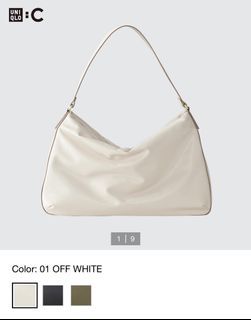 Uniqlo Faux Leather Puffy Bag  in Off White
