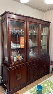 US BIG SIZE ROSEWOOD GLASS DINING BUFFET CABINET