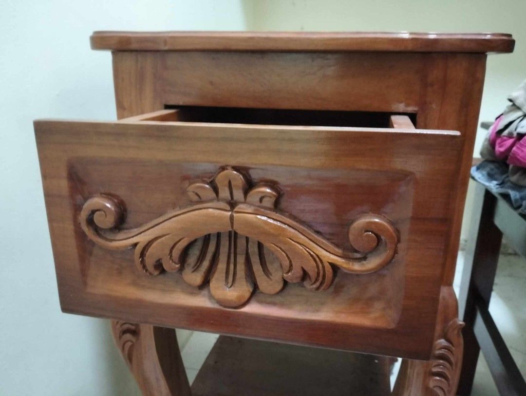 WOODEN BEDSIDE DRAWER (Category: Shelves, Cabinets & Racks) located in Manila. Submitted by her_itemsph (Listing ID 1308930009, Image 2). Description: ...INTO WOODS HUH? Well, let me propose something cute to you. Kidding aside. ~ 👋 Hi, I'll be selling my old bedside drawer. It wasn't that much used and has little to no flaws. 📍 Location: Quezon City 📍 Mode of Delivery: LBC Padala or Lalamove (Nationwide Shipping - Philippines) 📍Mode of Payme