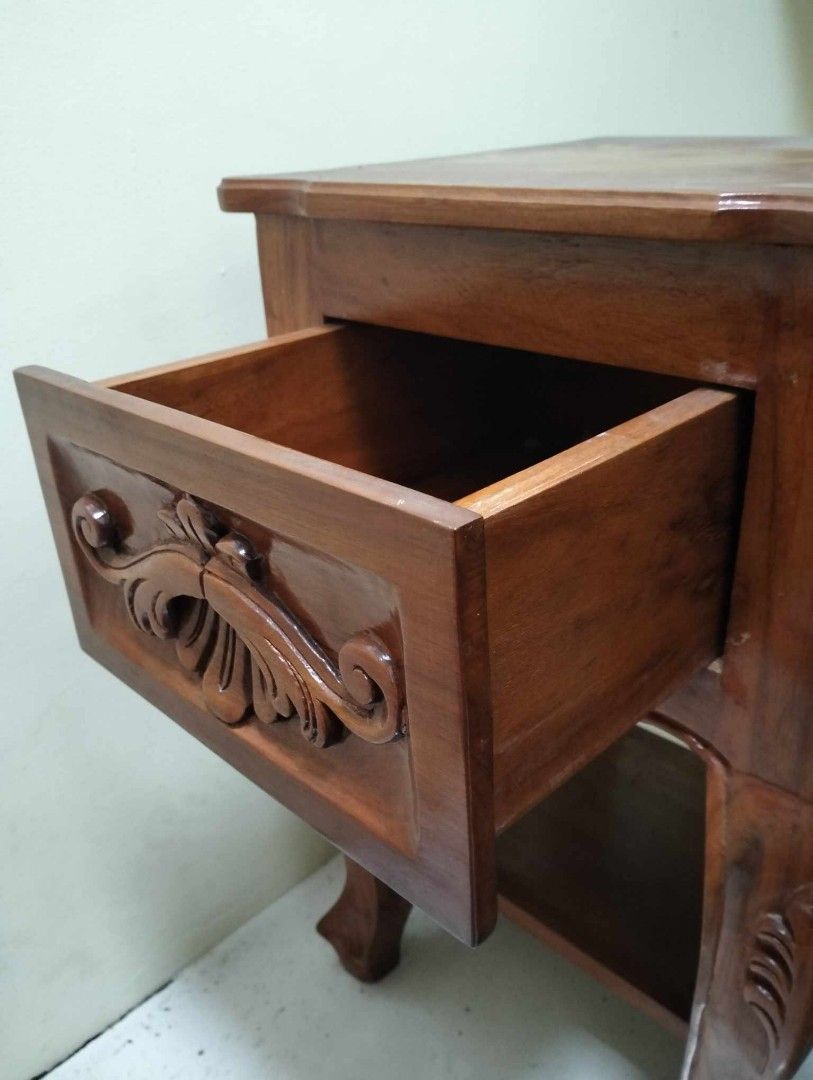 WOODEN BEDSIDE DRAWER (Category: Shelves, Cabinets & Racks) located in Manila. Submitted by her_itemsph (Listing ID 1308930009, Image 3). Description: ...INTO WOODS HUH? Well, let me propose something cute to you. Kidding aside. ~ 👋 Hi, I'll be selling my old bedside drawer. It wasn't that much used and has little to no flaws. 📍 Location: Quezon City 📍 Mode of Delivery: LBC Padala or Lalamove (Nationwide Shipping - Philippines) 📍Mode of Payme