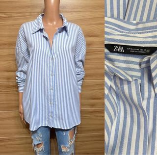 ZARA Classic Buttondown Blue & White striped shirt (Loose Fit)