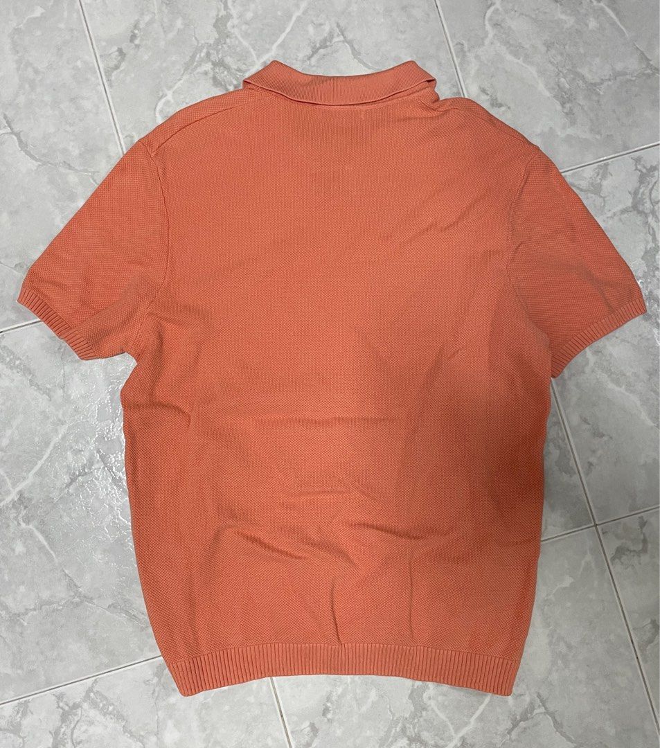 Zara knit polo tee salmon peach orange color