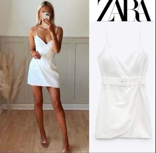 Zara white belted mini dress😍free sfee