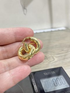 18K Saudi Gold chunky loop earrings
