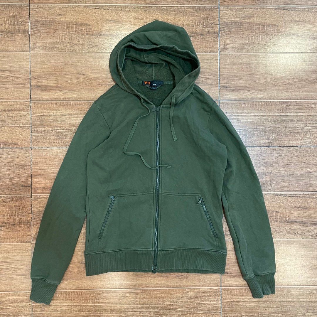 Adidas Y3 Yohji Yamamoto Olive Green Zip Jacket Women s Fashion Coats Jackets and Outerwear on Carousell