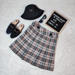 AUTH. BURBERRY PINK NOVA CHECK BELTED SKIRT