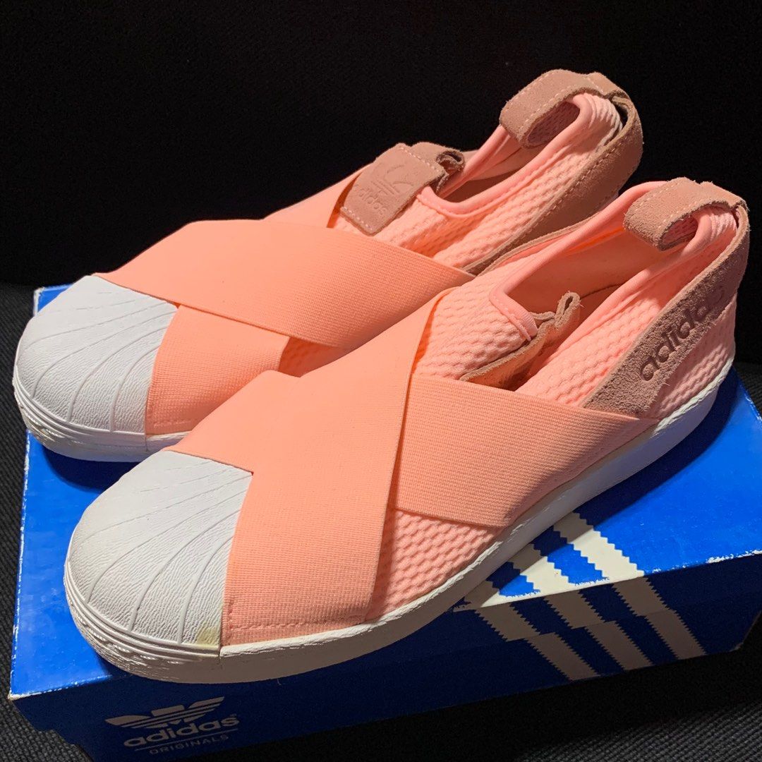 Adidas superstar slip on peach shop
