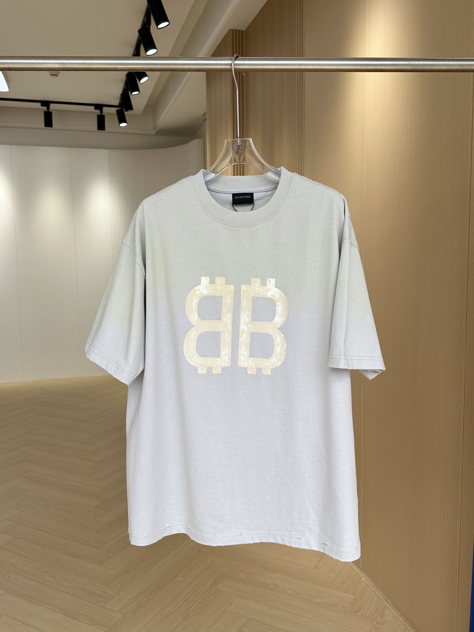 Balenciaga Washed Distressed Unisex Bitcoin Logo Printed Cotton T-shirt  BALENCIAGA ビットコインロゴ Tシャツ