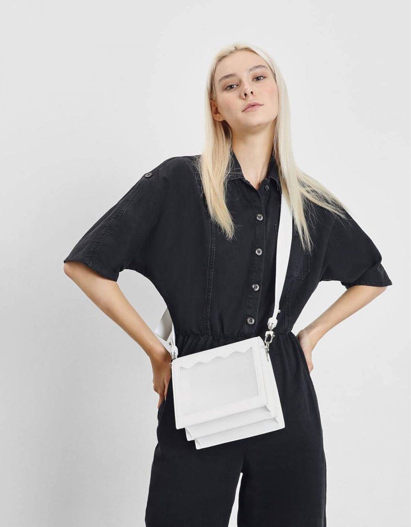 Charles Keith White Window Crossbody Bag