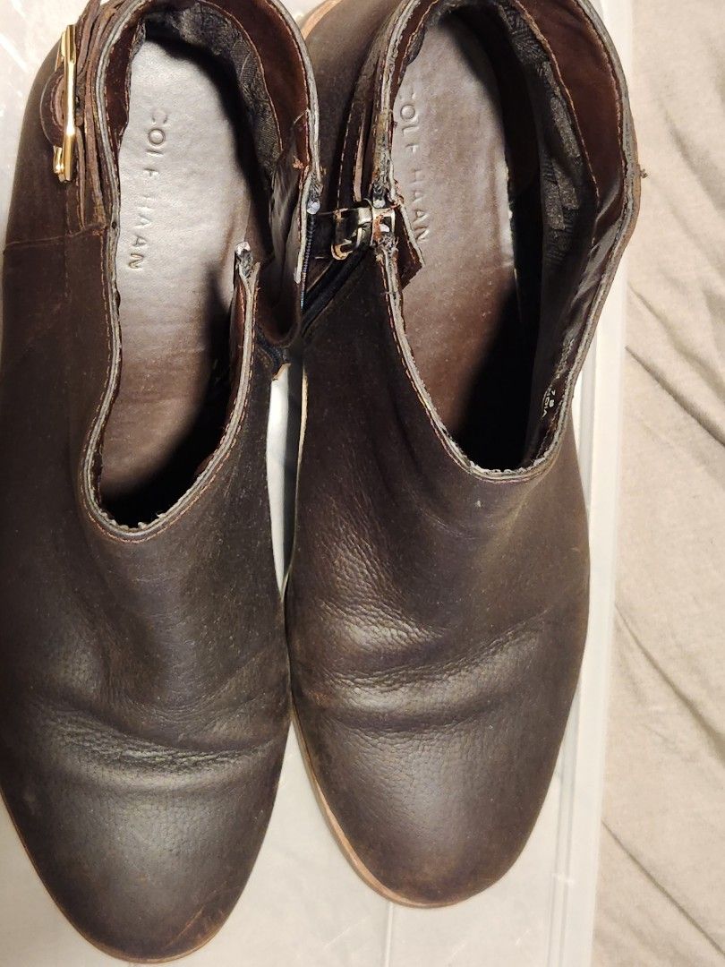 Cole Haan Lilah Buckle Womens Brown Synthetic Ankle Booties Women s Fashion Footwear Boots on Carousell