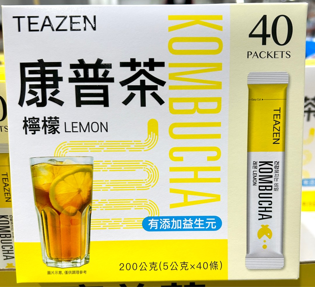 Costco好市多 TEAZEN 康普茶 檸檬口味 5公克 X 40包 Kombucha Lemon Flavor, 食物和飲料, 飲料在旋轉拍賣