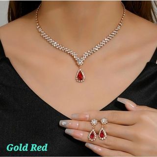 Elegant jewelry set Gold Red