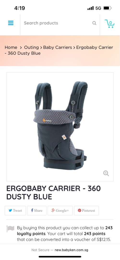 Ergobaby 360 Carrier Blue Babies Kids Going Out Carriers Slings on Carousell