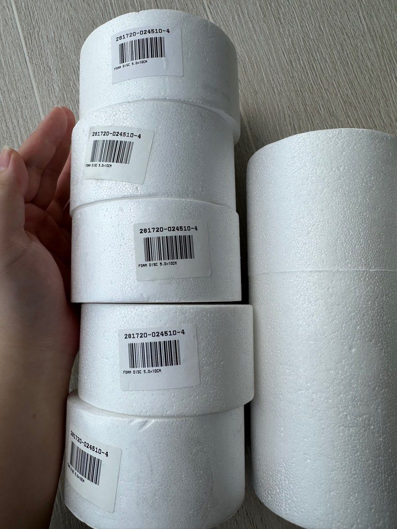 Foam discs and cylinder materials to make giant friendship bracelet