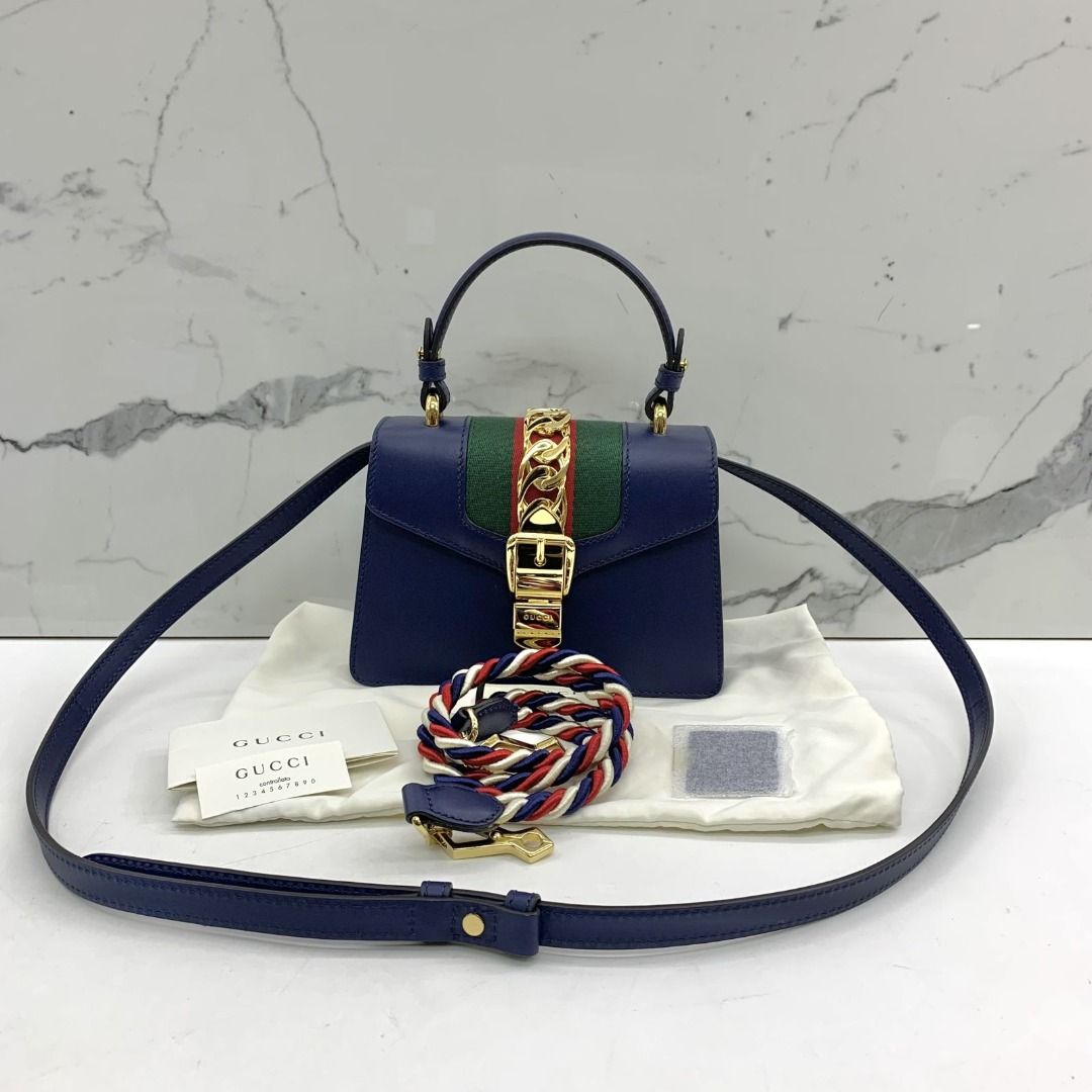 GUCCI 470270 NAVY SYLVIE MINI 2WAY 247027193