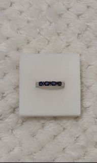 half eternity blue sapphire ring in 925 silver