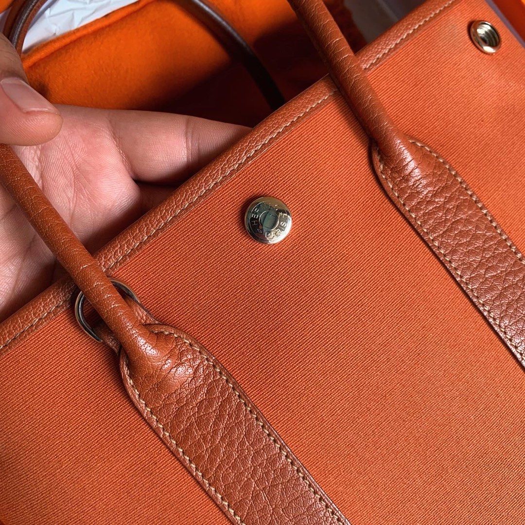 Hermes Garden File Orange Bag way Palladium Hardware Stamp J
