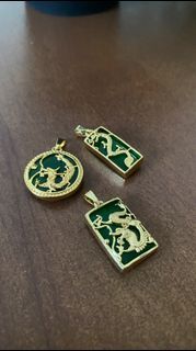 Jade Dragon Pendants - Gold (3 pcs)