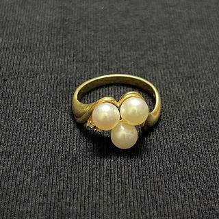 Japan Gold K18 3 Pearl Heart Pendant