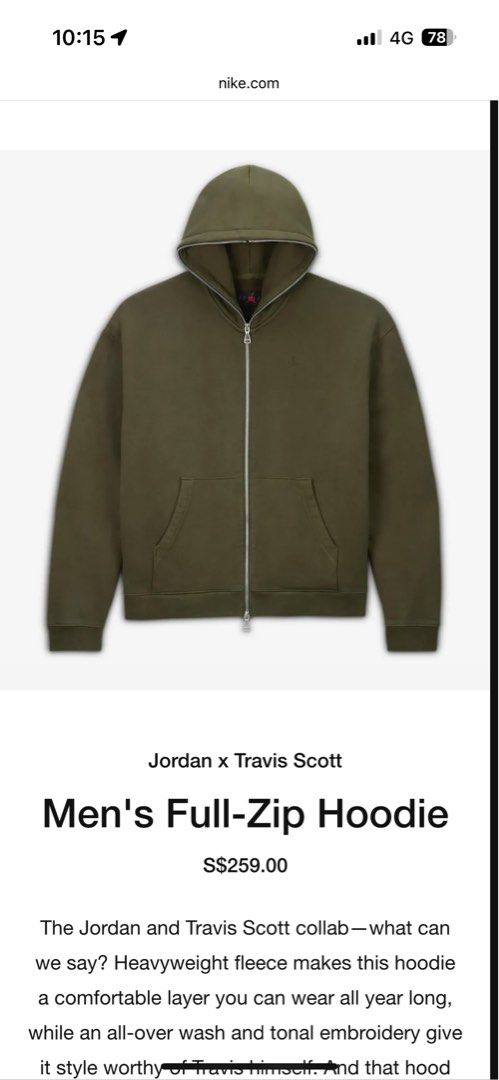 travis scott jordan washed suede hoodie olive