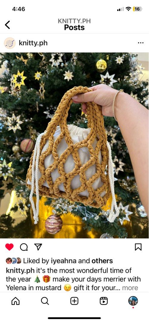 Korean Crochet Net Mini Handbag (only mustard available) (Category: Purses & Pouches) located in Pasig City. Submitted by alyyy26 (Listing ID 1304172391, Image 2). Description: Bought both and have not been used yet just stored at home. Both green and mustard available. Super cute for a pop of color for your outfit. Comes in a drawstring bag inside! These are both handmade from the PH. PM for details..