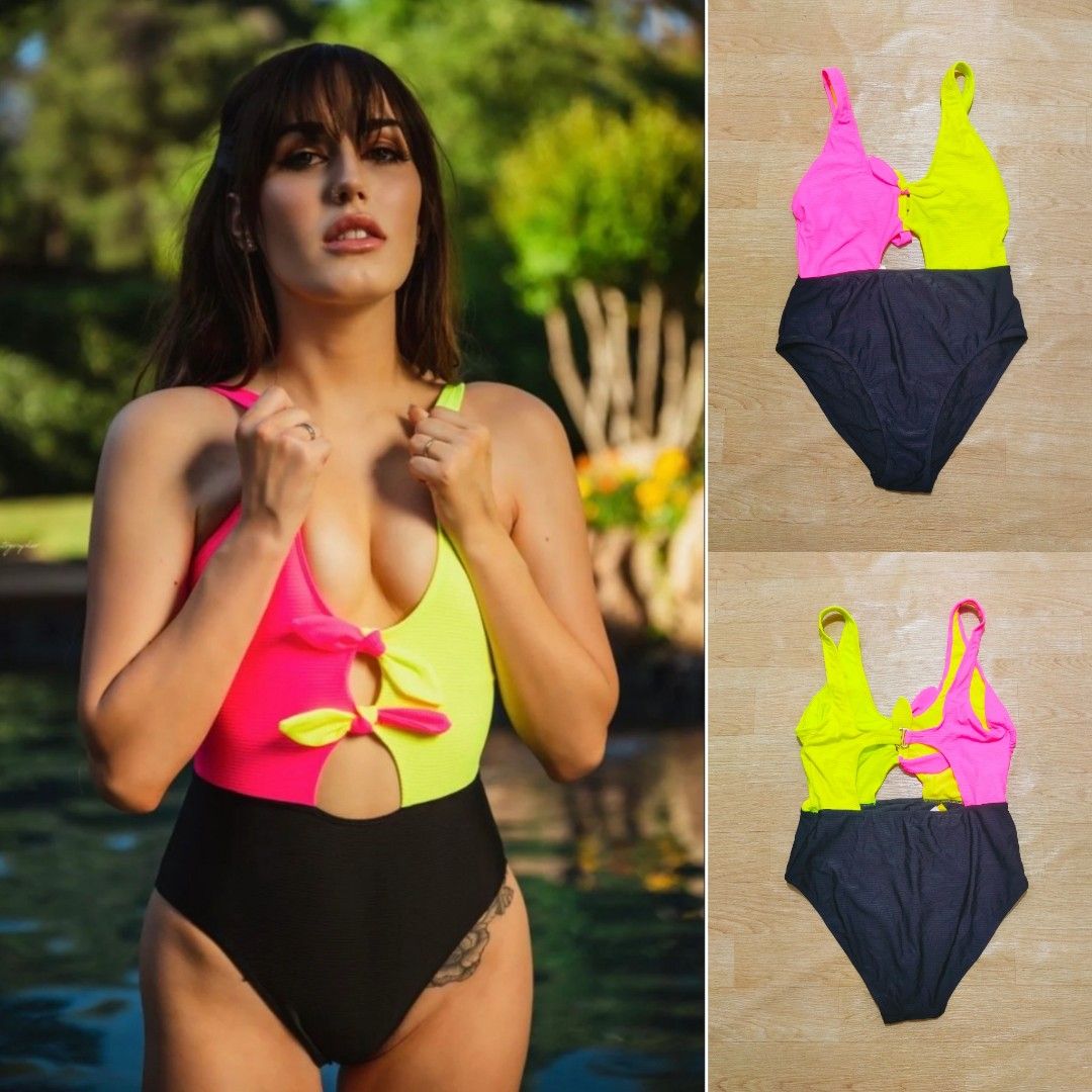 L NO BOUNDARIES Colorblock One Piece Swimsuit Women s Fashion Swimwear Bikinis Swimsuits on Carousell