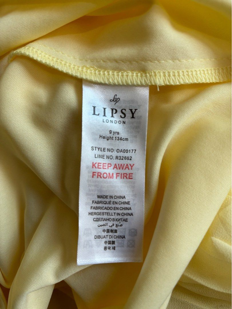 Lipsy chiffon pleated yellow girl dress 9 years Babies Kids Babies Kids Fashion on Carousell