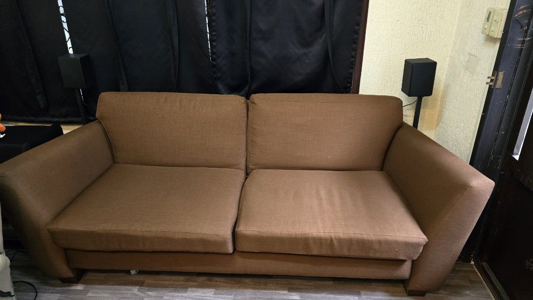 Long 3 seater 4 seater Sofa (Category: Sofas) located in Quezon City. Submitted by jasonuyking (Listing ID 1309032490, Image 2). Description: Long 4 seater fabric sofa. Bought in Bgc around 2021. Excellent conditon. Seats and backrests are detachable. Covers are detachable and washable. Very comfortable. Perfect for watching tv or entertaining guests. Cubao area. Measurements listed below. Length (armrest to armrest) - 91" Seat height - 18" Backr