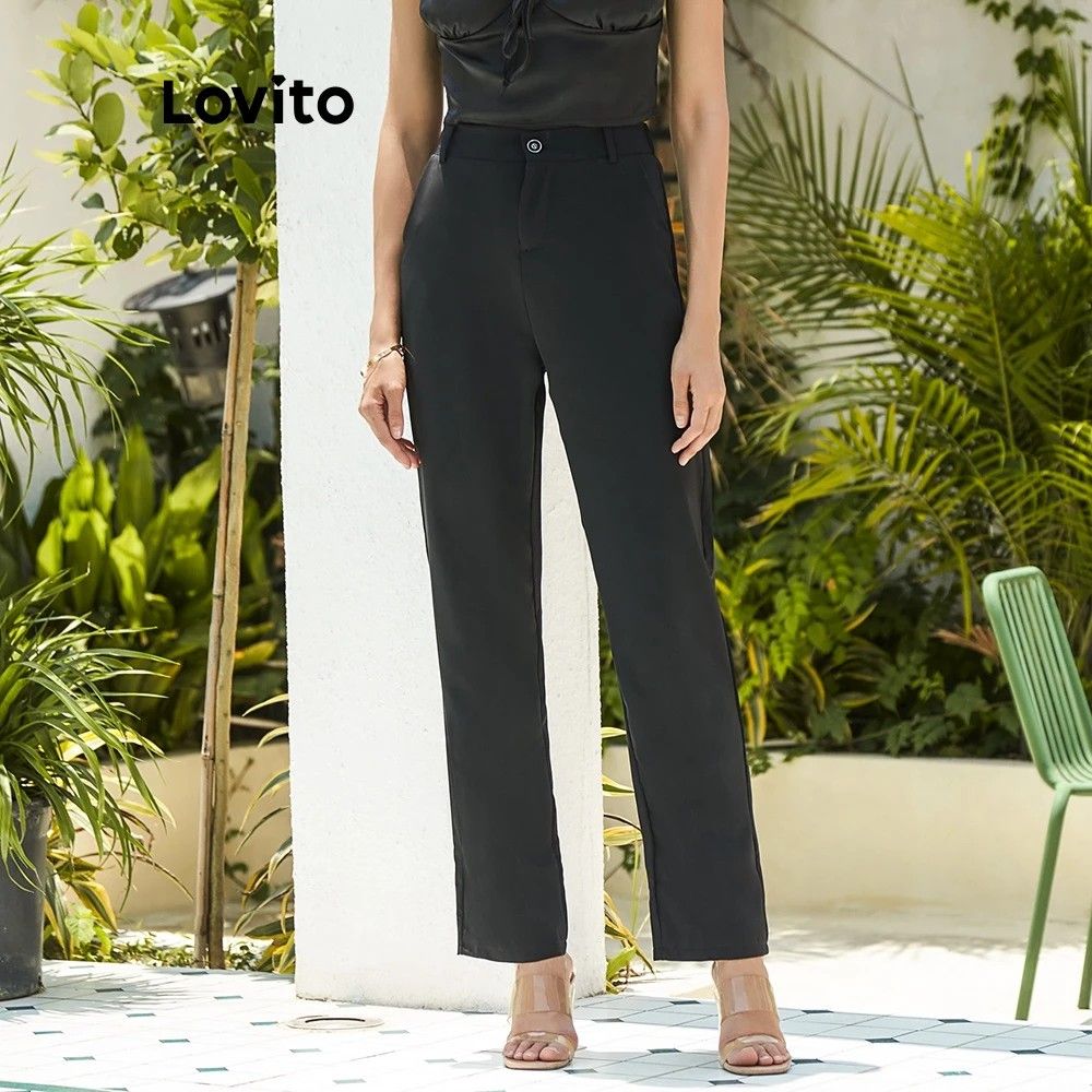 Lovito Black Highwaist Trousers (Category: Other Bottoms) located in Naga. Submitted by colecurate (Listing ID 1309081382, Image 1). Description: Lovito Black Highwaist Trouser Size: Medium on Tag (26-27) BRAND NEW with Tag RFS: wrong size.