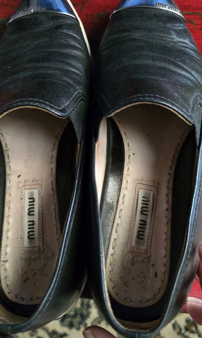 Miu Miu Skater Shoes (Category: Loafers) located in Las Pinas. Submitted by cocoandcrunch (Listing ID 1309099314, Image 2). Description: Size 37W. very comfortable to wear. The sole were already replaced. Need to to glue as seen on picture. Selling low. BPI/BDO deposit. Shipping via Lalamove/Grab cost c/o buyer.