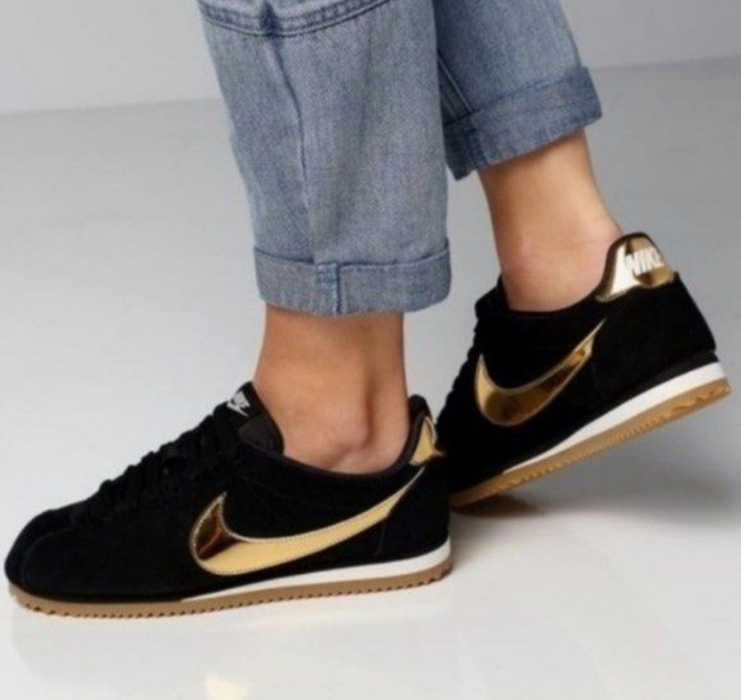Nike Classic Cortez Black Metallic Gold Gum
