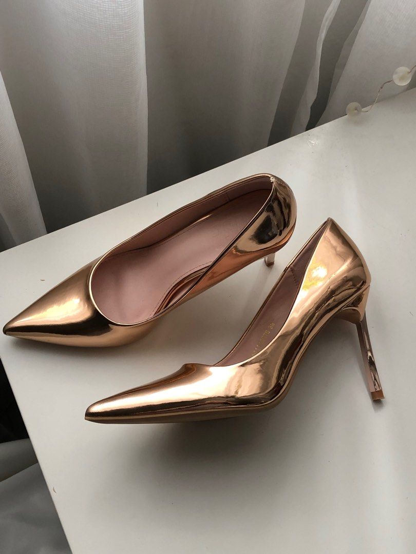 NOSE Golden Chrome Pointy High Heel Women s Fashion Footwear Heels on Carousell