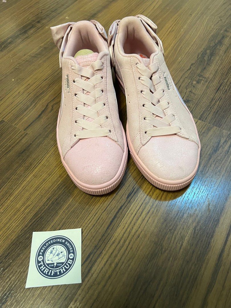 PUMA Suede Bow Galaxy Women s Sneakers in Pale Pink Silver Women s Fashion Footwear Sneakers on Carousell