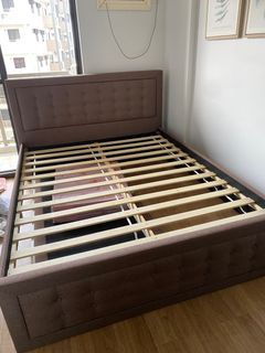 Queen bed frame with single pull out