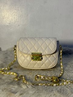 Quilted white Flap saddle Bag