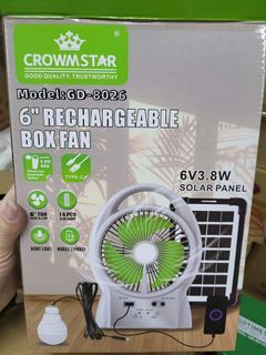 Rechargeable solar fan with bulb cp charging