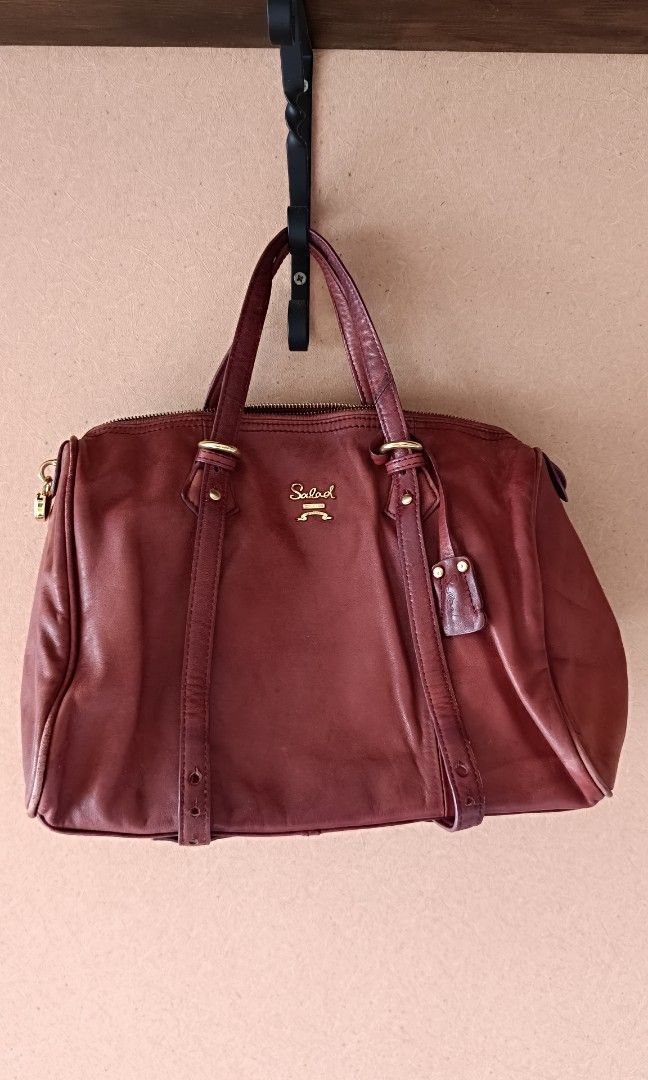 Salad red leather bag, 女裝, 手袋及銀包, 單肩包- Carousell