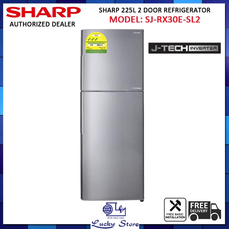SHARP SJ-RX30E-SL2 2-DR FRIDGE (NET 225L), TV & Home Appliances 