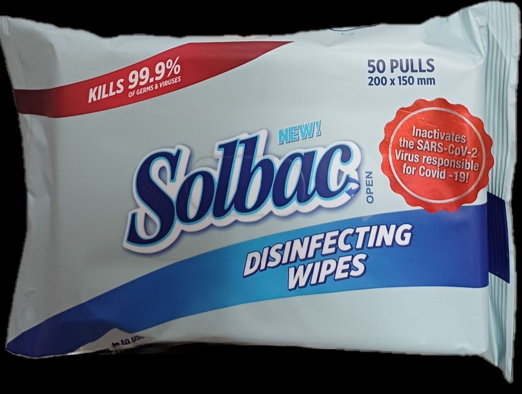 Solbac Disinfecting Wipes 50 pulls (200 x 150mm) (Category: Cleaning Tools & Supplies) located in Manila. Submitted by rotalie (Listing ID 1309059391, Image 1). Description: Solbac Disinfecting Wipes 50 pulls (200 x 150mm) Delivery thru Lalamove or Grab express c/o buyer from Sampaloc Manila. Payment via bank transfer or GCash before shipping :) For further inquiries, pls call us 09153264002.