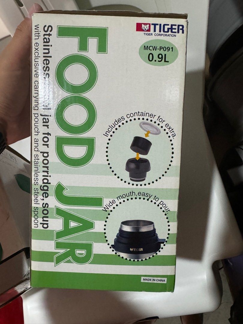 Tiger Food Jar 0.9L (Category: Food Organization & Storage) located in Manila. Submitted by luxurysellermanila (Listing ID 1309084595, Image 2). Description: Brand New Stainless Tiger Food Jar 0.9L Comes with box, stainless spoon and traveling pouch SRP is P2300 100% original .