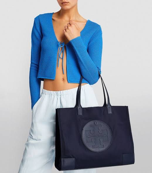 Tory Burch Ella Tote Bag Navy Luxury Bags Wallets on Carousell