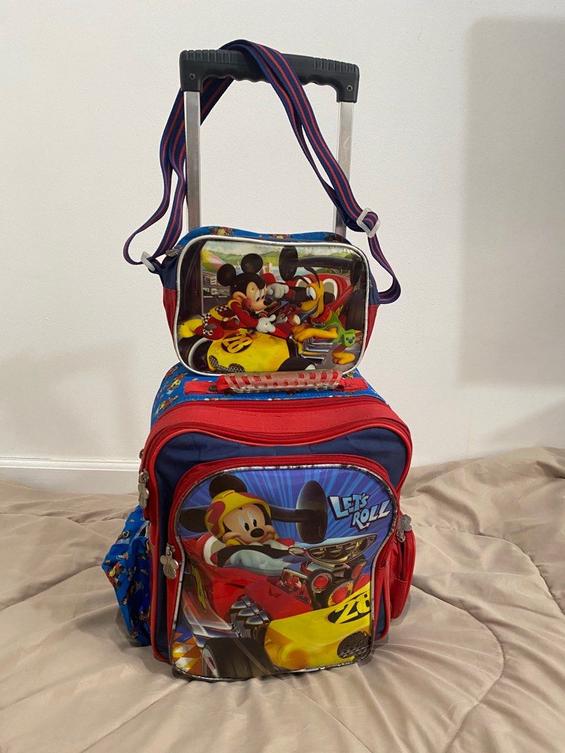 Trolley bag (Category: Diaper Bags & Wetbags) located in Quezon City. Submitted by nekki00 (Listing ID 1309025112, Image 1). Description: Mickey mouse toddler trolley bag With minor issue (can be seen on pics) Price negotiable Pick up or deliver Montalban Area.