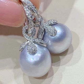 Two ways to wear baroque silver luster pearl earrings in 18K white gold