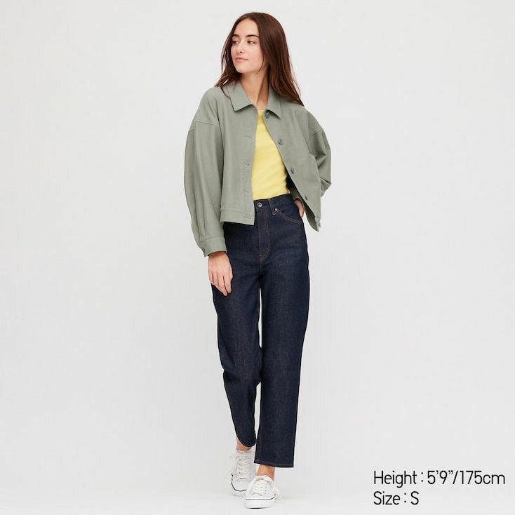 Uniqlo Jersey Relaxed Jacket Green Women