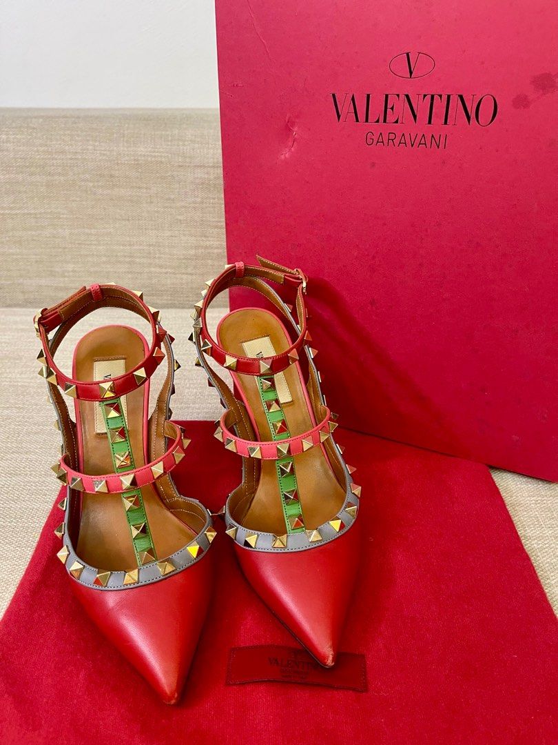 Valentino rockstud 1 ankle strap heels discount