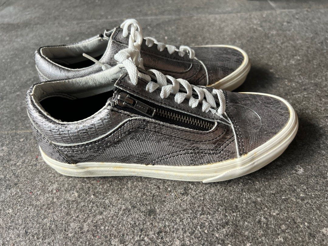 Vans Old Skool Zip Disco Python Metallic Silver Shoes